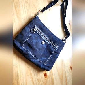 Black shoulder strap coach purse